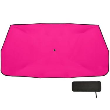 Imagem de Guarda-sol rosa para-brisa proteção de isolamento térmico guarda-chuva de carro 147.3 cm x 75.4 cm viseira de janela de carro