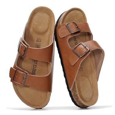 Imagem de Project Cloud Sandálias rasteiras femininas de couro genuíno 2025 Beach Essentials sandálias femininas com espuma viscoelástica para férias essenciais para calçados femininos (Venita), Conhaque, 9