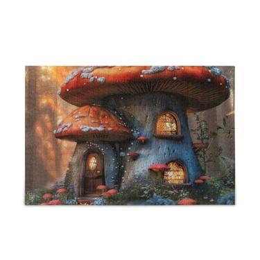Imagem de Quebra-cabeça de 1000 peças, casa de cogumelo na floresta, material de madeira e papel, quebra-cabeça para homens