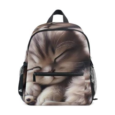 Imagem de GAIGEO Kitten Cute Cat Kids Mini Backpack with Whistle, 2 Bottle Pockets, Lightweight, Kids Travel Backpacks 10x4x12 In, for Ages 3-8