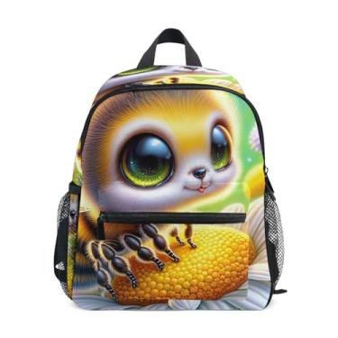 Imagem de Cute Bee Flowers Simple Modern Kids Backpack Little Girls Backpack with Front Pocket, Safety Whistle for Ages 3-8