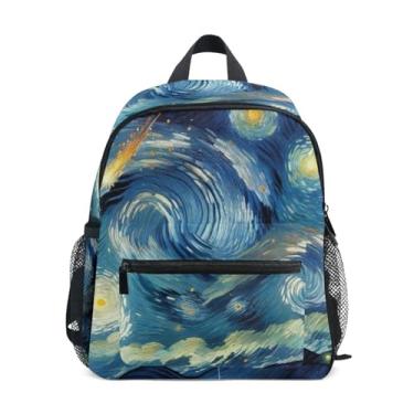 Imagem de GAIGEO Starry Night Meteor Rain Little Kid Backpack, 10x4x12 In, Toddler Girls Backpack Includes Water Bottle Pockets, Whistle Clip for Safety