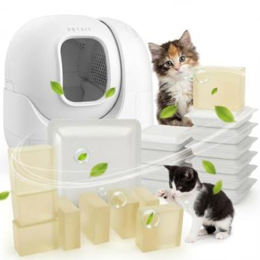 Imagem de Qinyoung Pacote com 16 eliminadores de odores para animais de estimação Meowant caixa de areia automática para gatos bloco desodorizante autolimpante caixa de areia para gatos desodorizante de