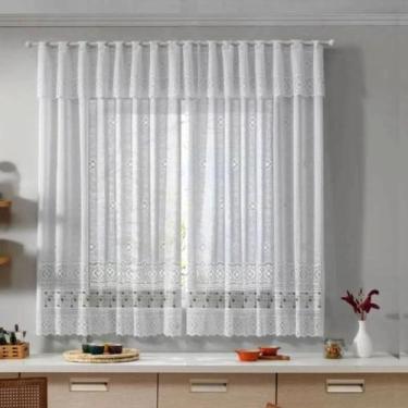 Imagem de Cortina de Renda Cozinha 2.00 x 1.20 Com Bandô Delicada Estampa Coffee