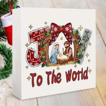 Imagem de Placa de presépio "Joy To The World", decoração religiosa de Natal para casa, igreja ou sala de estar, presente festivo para amigos da família