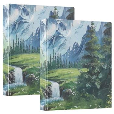 Imagem de Pasta de arquivo Waterfalls verde paisagem, prancheta, anéis redondos, fichário para material de escritório, 1 pacote