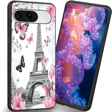 Imagem de RUUHLJLET Projetada para Google Pixel 10/10 Pro de 6,3 polegadas, capa fosca macia oferece proteção total (borboleta Sakura Torre Eiffel)