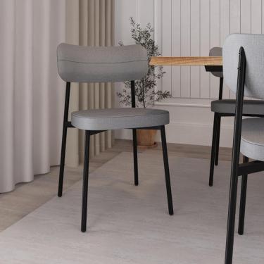 Imagem de Conjunto 2 Cadeiras de Jantar Tecido Sintético Alloa Est.Preta