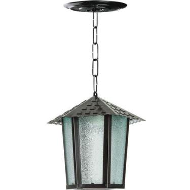 Imagem de Pendente Colonial Blumenau Sextavado Vidro Pontilhado E27, Preto