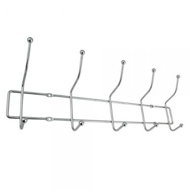 Imagem de Cabideiro de Parede 10 Ganchos Metal Prata Porta Armários Multiuso