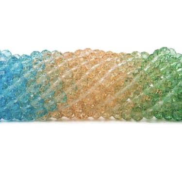 Imagem de Kit 300 Cristais 8mm Achatados e Facetados – 5 Fios de Cristal para Artesanato Bijuterias e Decoração (Mix "Praia" Cristal)