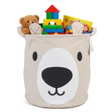 Imagem de Cesto Organizador Infantil De Brinquedo Roupa Suja Dobrável com Alça Ursinho Organizador 50L (Bege)