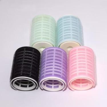 Imagem de Conjunto de 2 rolos autoadesivos de cachos de franja rosa para estilo de franja, design leve para arranjo diário de cabelo