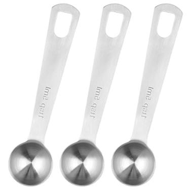 Imagem de Pacote com 3 colheres de sopa/colher de medição, conjunto de colheres de medição de aço inoxidável de 5 ml, colheres de chá de metal empilháveis, colheres de mesa de aço inoxidável, colher de medição