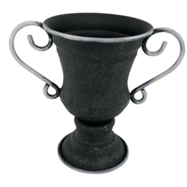 Imagem de Ioensy Vaso de flores vintage em formato de troféu, prático, e decorativo, feito de ferro, ideal para ambientes internos e externos, Preto