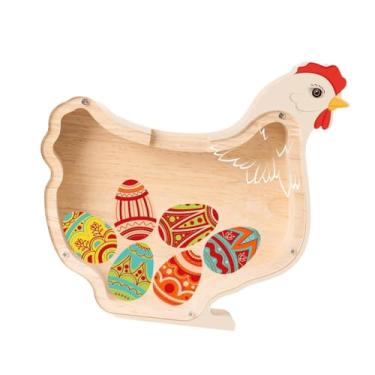Imagem de IEUDNS Cofrinho em forma de porquinho, ornamento de madeira, pote para guardar dinheiro, ideal para quarto, sala de estar e outros ambientes, Galinha