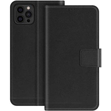 Imagem de KAPPDE Capa flip de couro premium para Apple iPhone 14 Pro Max 6,7 polegadas 2022 função stent folio capa carteira com 3 compartimentos para cartão (cor: preto)