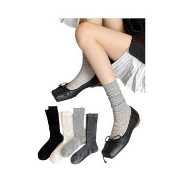 Imagem de Meias Femininas Até O Joelho De Cano Médio a Curto, 4 a 8 Pares, Cor S