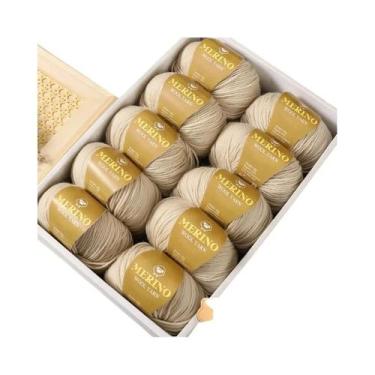 Imagem de Fio De Lã De Alpaca 500g 10 Meadas Médio-Fino 212 Para Tricô De Suéter