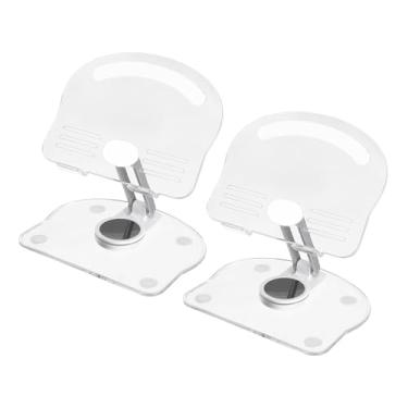 Imagem de PATIKIL 2 peças de suporte de acrílico para tablet, suporte de acrílico ajustável, dobrável, portátil, transparente, com base giratória de 360 graus para mesa, casa, escritório, presentes femininos