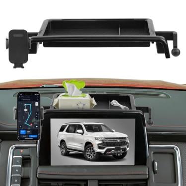 Imagem de FETUSI Suporte de telefone para carro compatível com Chevy Suburban Tahoe/GMC Yukon 2021-2024 Acessórios clipe fixo de tela de 10,2 polegadas, suporte para celular com painel central de console