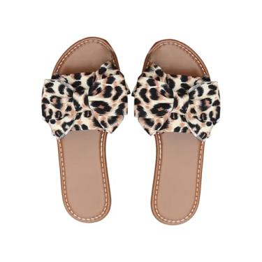 Imagem de WDIRARA Sandálias femininas de bolinhas com laço, bico aberto, sem cadarço, sem cadarço, Marrom, 38