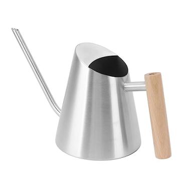 Imagem de YOUTHINK Regador de Aço Inoxidável à Prova de Ferrugem, Design de Bico Longo Com Alça de Madeira Confortável, Ideal para Entusiastas de Jardim e Bonsai (Prata)