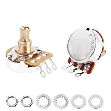 Imagem de Banworks Potenciômetro A250K Imperial de latão com rosca de 9,5 mm para guitarras tamanho completo, eixo curto dividido de 24 estrias (comprimento de 15,5 mm) para Gibson Les Paul LP/SG Fender Strat