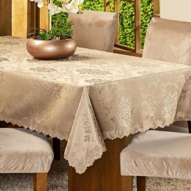 Imagem de Toalha de Mesa Retangular Avulsa Jacquard Medalhão 2,20m x 1,40m para 