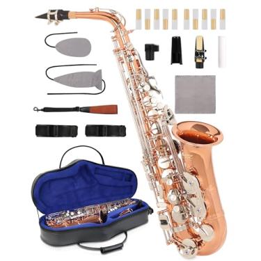 Imagem de AKLOT Saxofone alto E-Flat: corpo de latão de dois tons de fósforo-cobre com som vintage quente e ressonante, sistema suave de 23 teclas, inclui estojo de couro premium, kit de limpeza de palhetas e