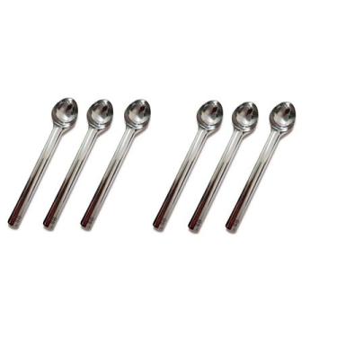 Imagem de KIT 6 COLHERES, CONCHAS, BOLEADORES de Sorvete Em ALUMÍNIO Cabo LONGO 