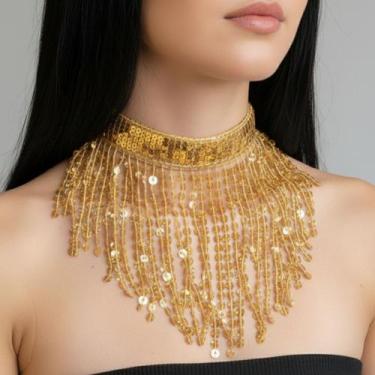 Imagem de Colar Gargantilha Franja Paetê Dança/ Carnaval - AB85 - Atelier Patric