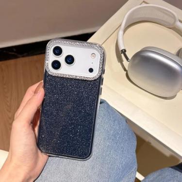 Imagem de SFDSUH Capa protetora brilhante com glitter para iPhone 16 Pro (Preta)