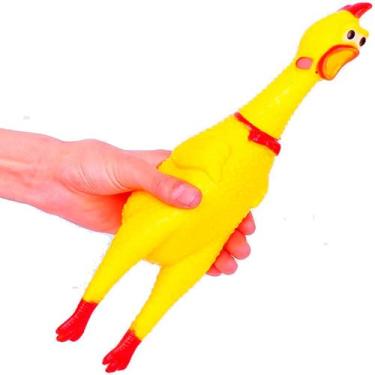 Imagem de Frango Galinha Brinquedo Com Som Grande Pet Borracha Mordedor Com Apit