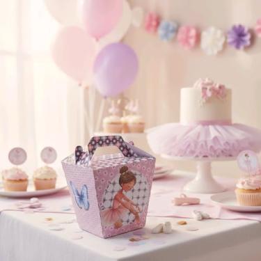 Imagem de Kit 10 Caixas Sushi Bailarina Decoração Festa Infantil - Lembrancinha Papelaria Premium