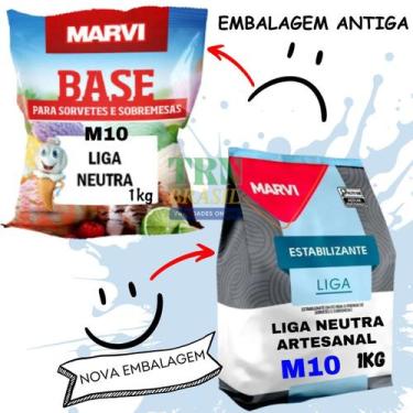Imagem de Liga Neutra Marvi 1kg Base M10 Sorvete Sacolé Picolé Geladinho Dindin 