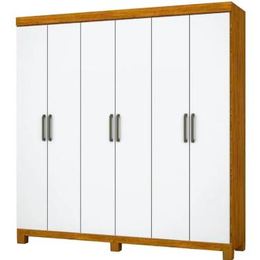 Imagem de Guarda Roupa Recife 6 Portas Com Pés Cinamomo/Off - Carioca