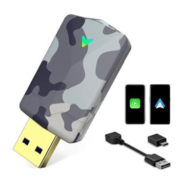 Imagem de Mini adaptador CarPlay sem fio 2025, converte com fio para sem fio para Carplay e Android Auto, conexão rápida e estável, menor latência, fácil configuração em carros 2016+, iOS 10+/Android 11+, USB