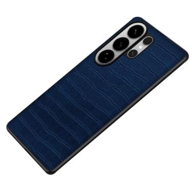 Imagem de LTLMYDAM Capa fina para Samsung Galaxy S26 Ultra/S26 Plus/S26, textura de crocodilo, à prova de choque, leve, capa de couro, luxuosa, macia, azul, S26 Ultra