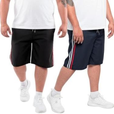 Imagem de KIT 2 Bermudas Masculina Plus Size Calção Tactel Short Liso Praia Academia-Masculino