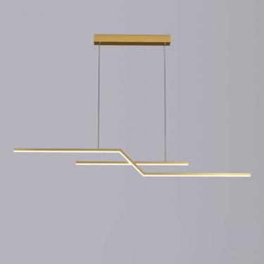 Imagem de Luminária pendente linear moderna, dimerizável, LED 22W, com controle remoto, temperatura de cor ajustável de 3000K a 6000K, ideal para ilha de cozinha e sala de jantar.