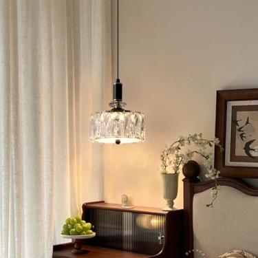 Imagem de Lustre moderno de cristal K9 com iluminação LED para mesa de jantar, cozinha e sala de jantar (com uma lâmpada). Possui regulagem de intensidade e altura ajustável. Ideal para sala de estar,