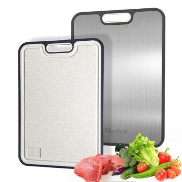 Imagem de Tábuas de corte de titânio para cozinha, tábua de corte de titânio não tóxico e tábua de corte PP de palha de trigo antiderrapante, tábua de corte segura para lava-louças de grau alimentício para