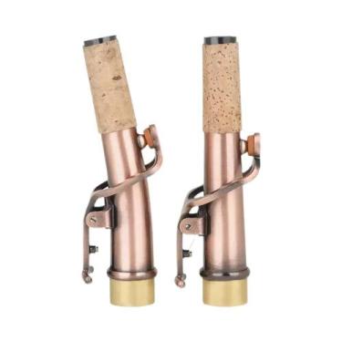 Imagem de Bocal De Saxofone Curvo Prateado Para Saxofone Tenor, Alto E Soprano, 