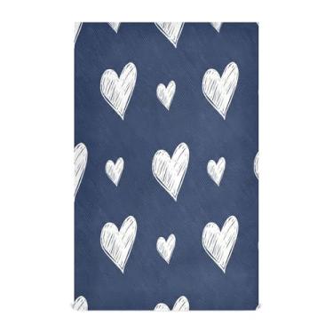 Imagem de Wassud Toalhas de prato de cozinha de corações desenhados à mão, 1 pacote de panos de prato macios com laço para pendurar, toalha de mão de secagem rápida super absorvente, toalhas de chá de mesa