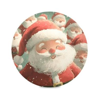 Imagem de STAYTOP Jogo americano redondo de Papai Noel fofo com desenho animado, 6 peças, tapetes de mesa antiderrapantes fáceis de limpar para decoração de mesa de festa e churrasco