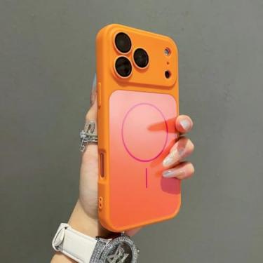 Imagem de IRTGFG Capa rígida brilhante fosca magnética para iPhone 16 Pro Max (Para iPhone 16 Pro Max/Laranja)
