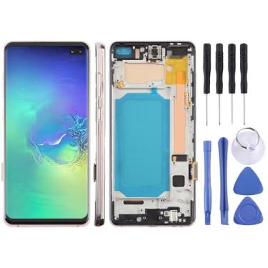 Imagem de Hiregolish Peças de reparo de tela, para Samsung Galaxy S10+ SM-G975F 6,4 polegadas TFT LCD digitalizador de tela conjunto completo com moldura, não suporta identificação de impressão digital (ouro)