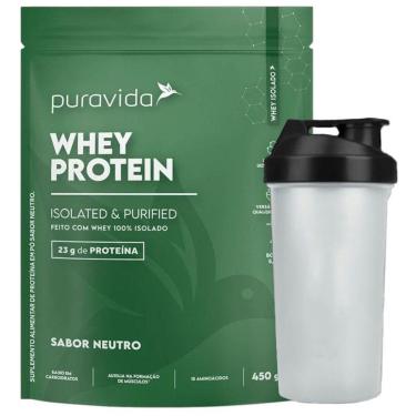 Imagem de Whey Protein Isolado Neutro 450g Coqueteleira - PuraVida-Unissex