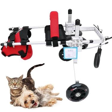 Imagem de Cadeira de rodas para gatos e cães pequenos, carrinho de rodas de caminhada com arnês, recuperação de mobilidade/andador assistido, cadeira de rodas leve de alumínio para animais de estimação (tamanho